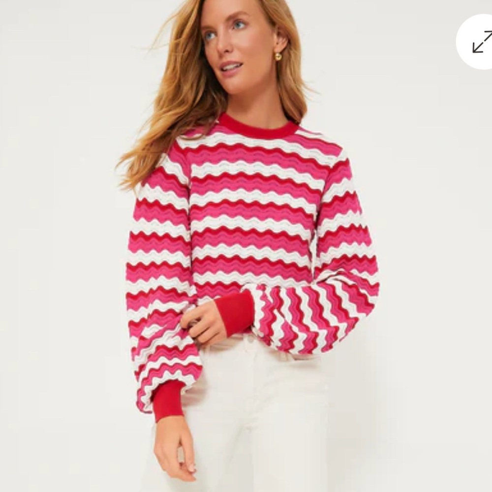 Tuckernuck Hyacinth House Ruby Wavy Stripe Callie Crewneck sweater